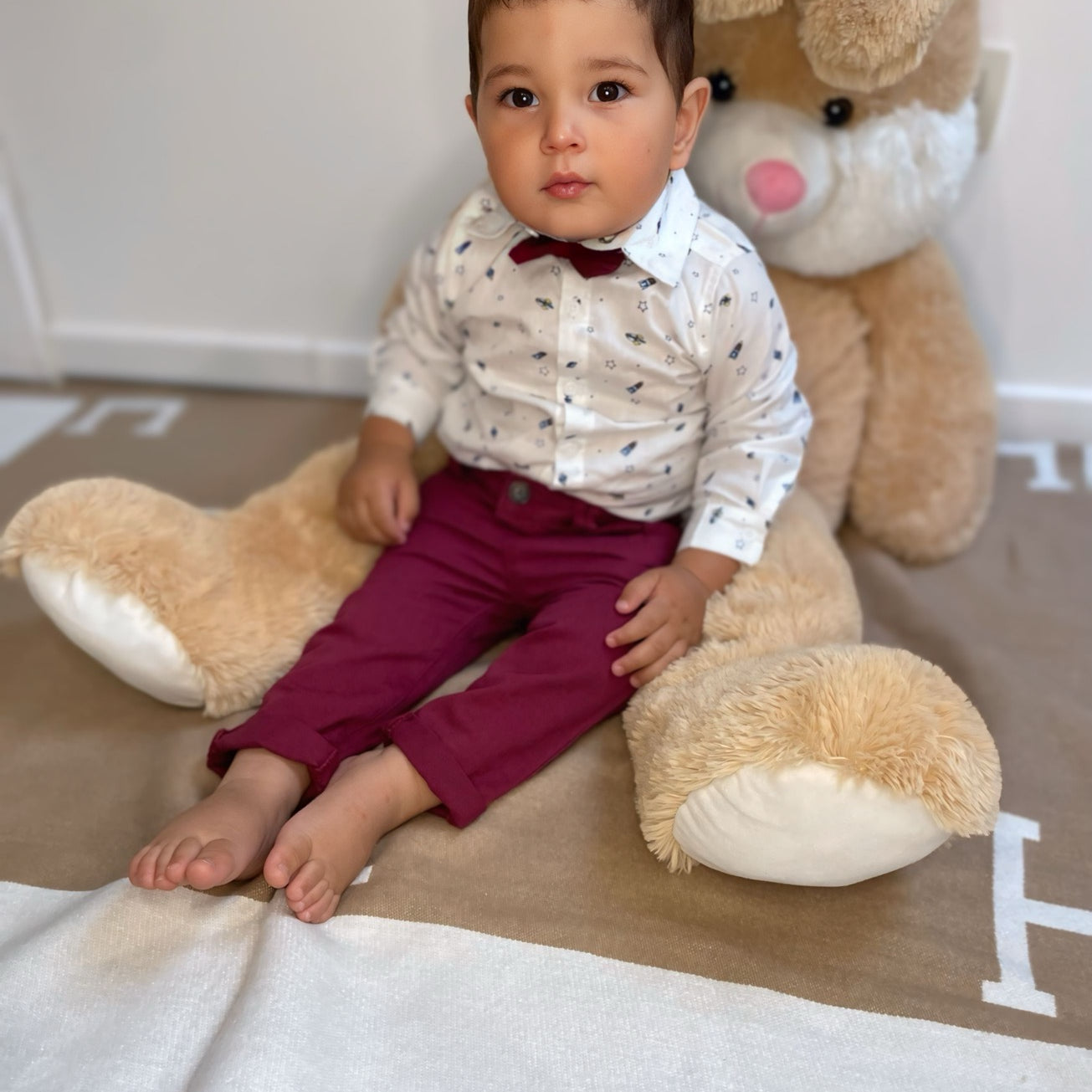 Babyset bodyhemd boek en strik - bordeaux