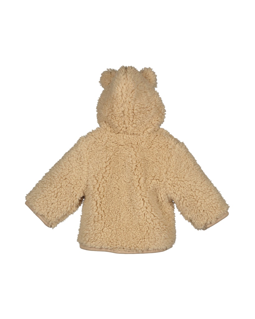 Beige teddy babyjas met capuchon en berenoortjes van Blue Seven – achteraanzicht
