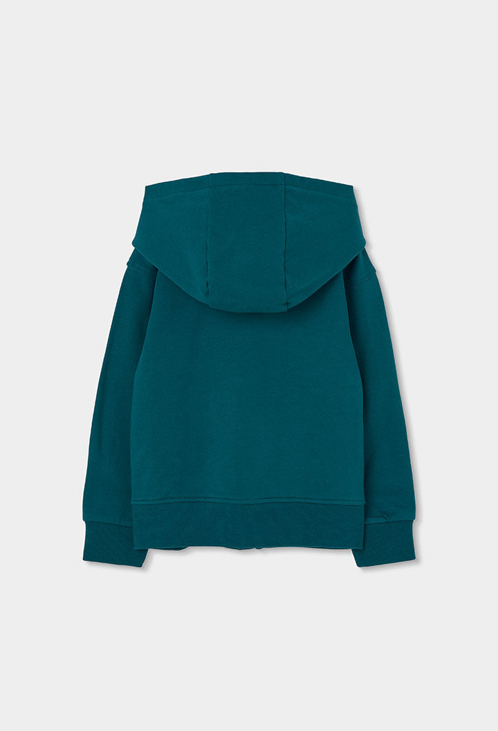 Petrol Boboli sweatvest met kap voor meisjes met doorlopende rits
