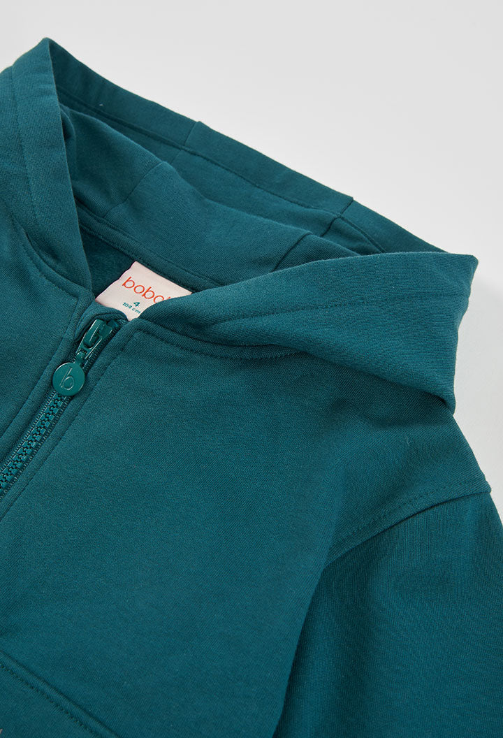 Petrol Boboli sweatvest met kap voor meisjes met doorlopende rits