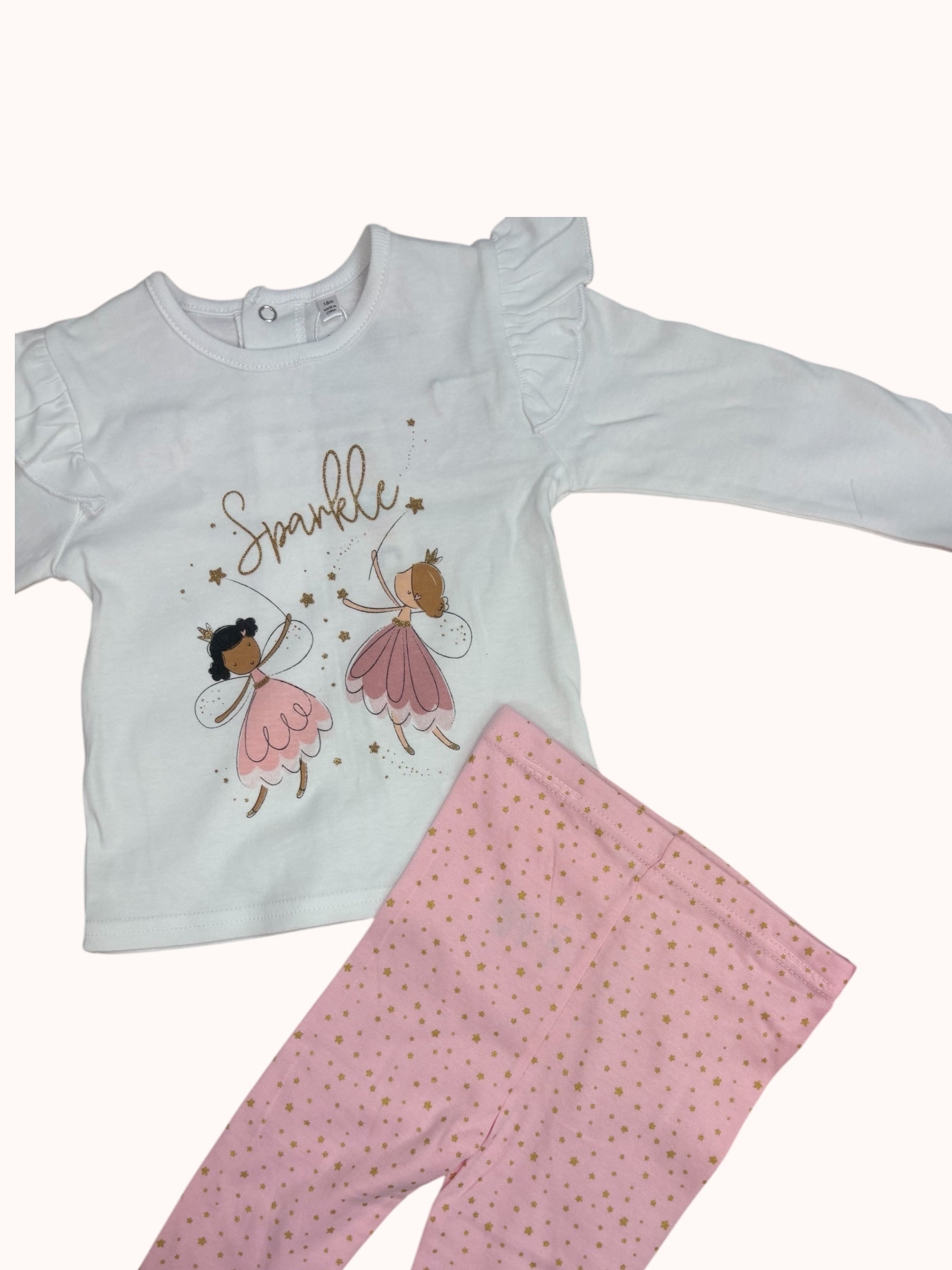 Roze babyset met bontvest en sparkle top