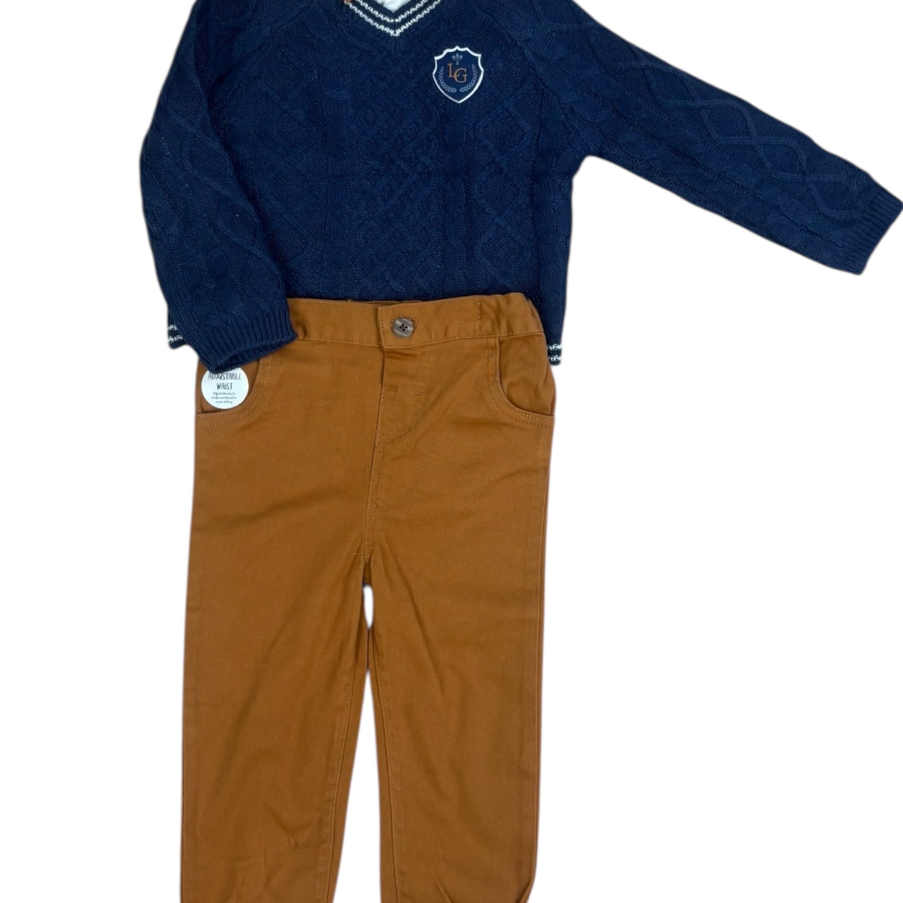 Jongensset met trui, hemd en strik