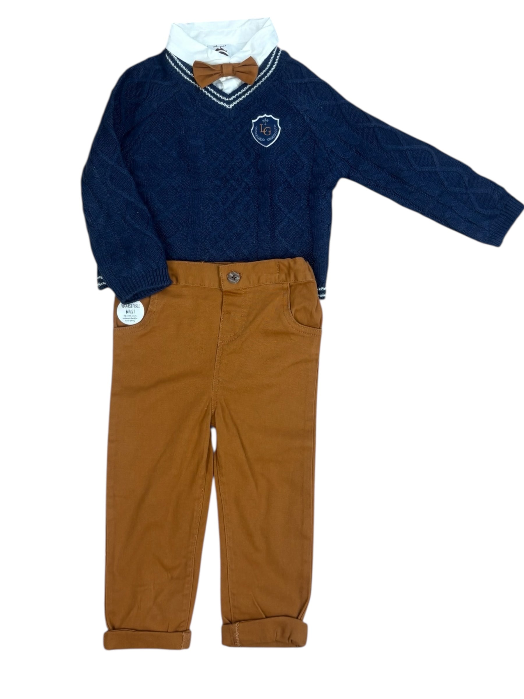 Jongensset met trui, hemd en strik