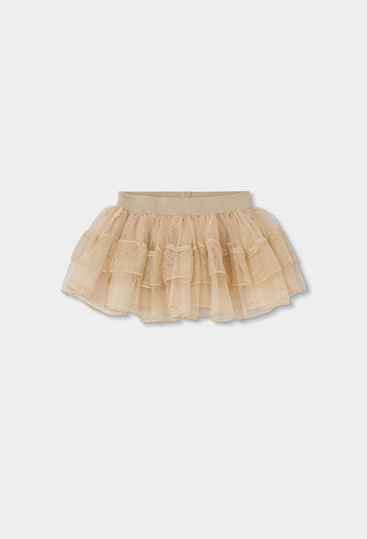 goudkleurige Boboli tulerok meisjes met gelaagde volants, vooraanzicht