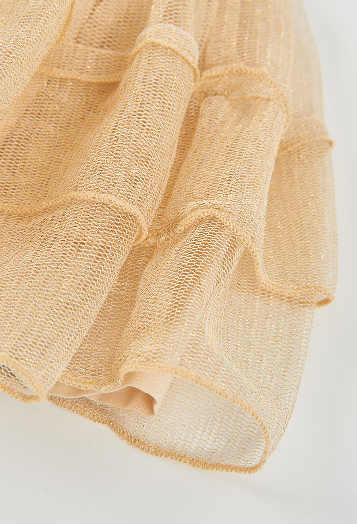 detail van de gelaagde tule met glittergaren op de Boboli meisjesrok