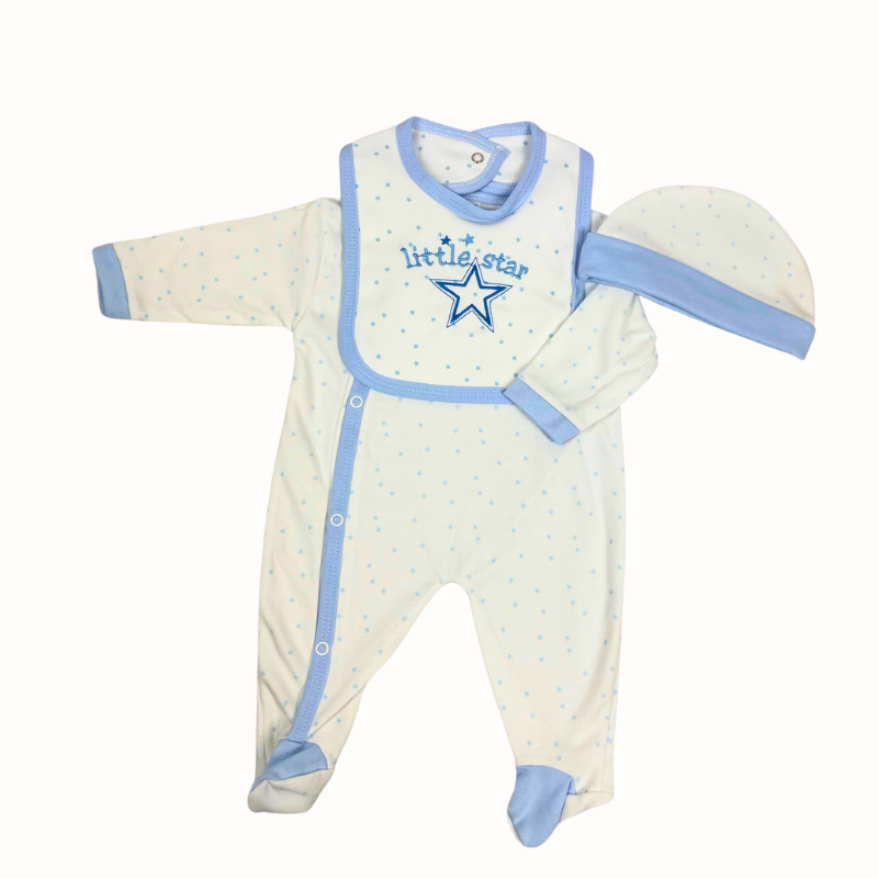 3-Delige Babyset “Little Star” – Lichtblauw en Wit