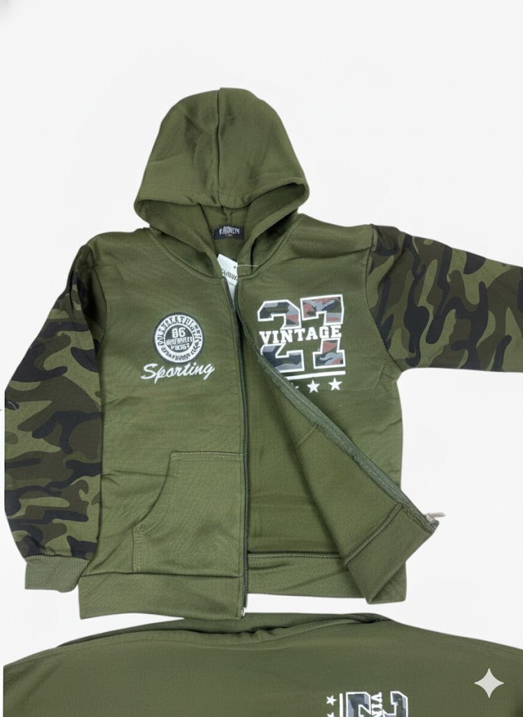 Trainingpak voor jongens kaki