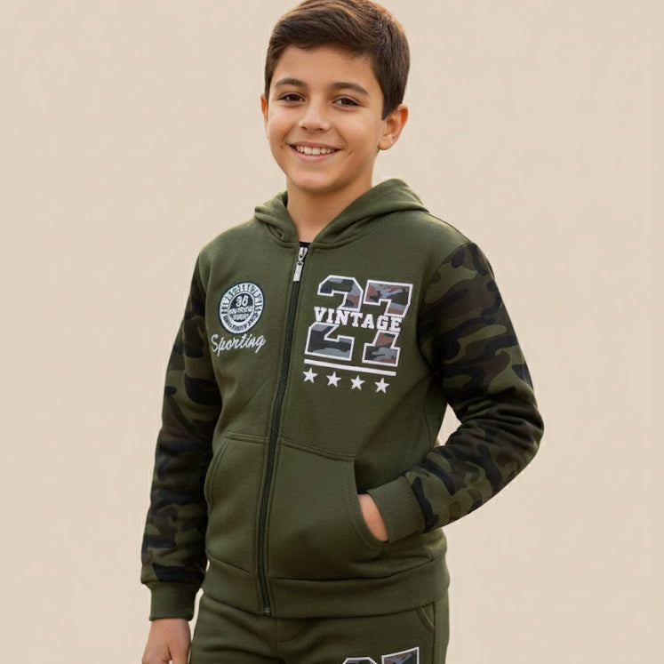 Groen joggingpak voor jongens met hoodie