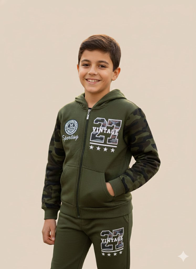 Groen joggingpak voor jongens met hoodie