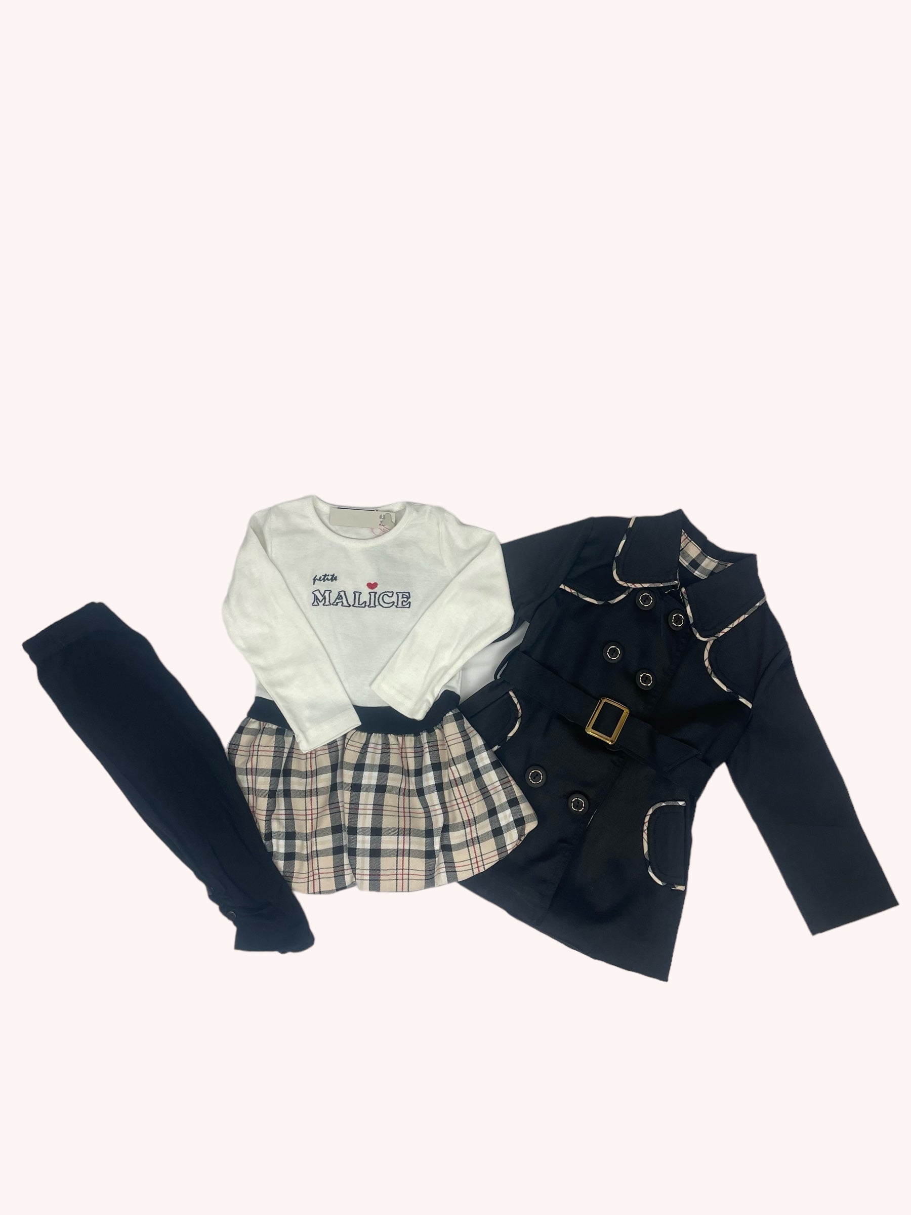 Ensemble bébé rose 5 pièces avec imprimé nœud et cœur