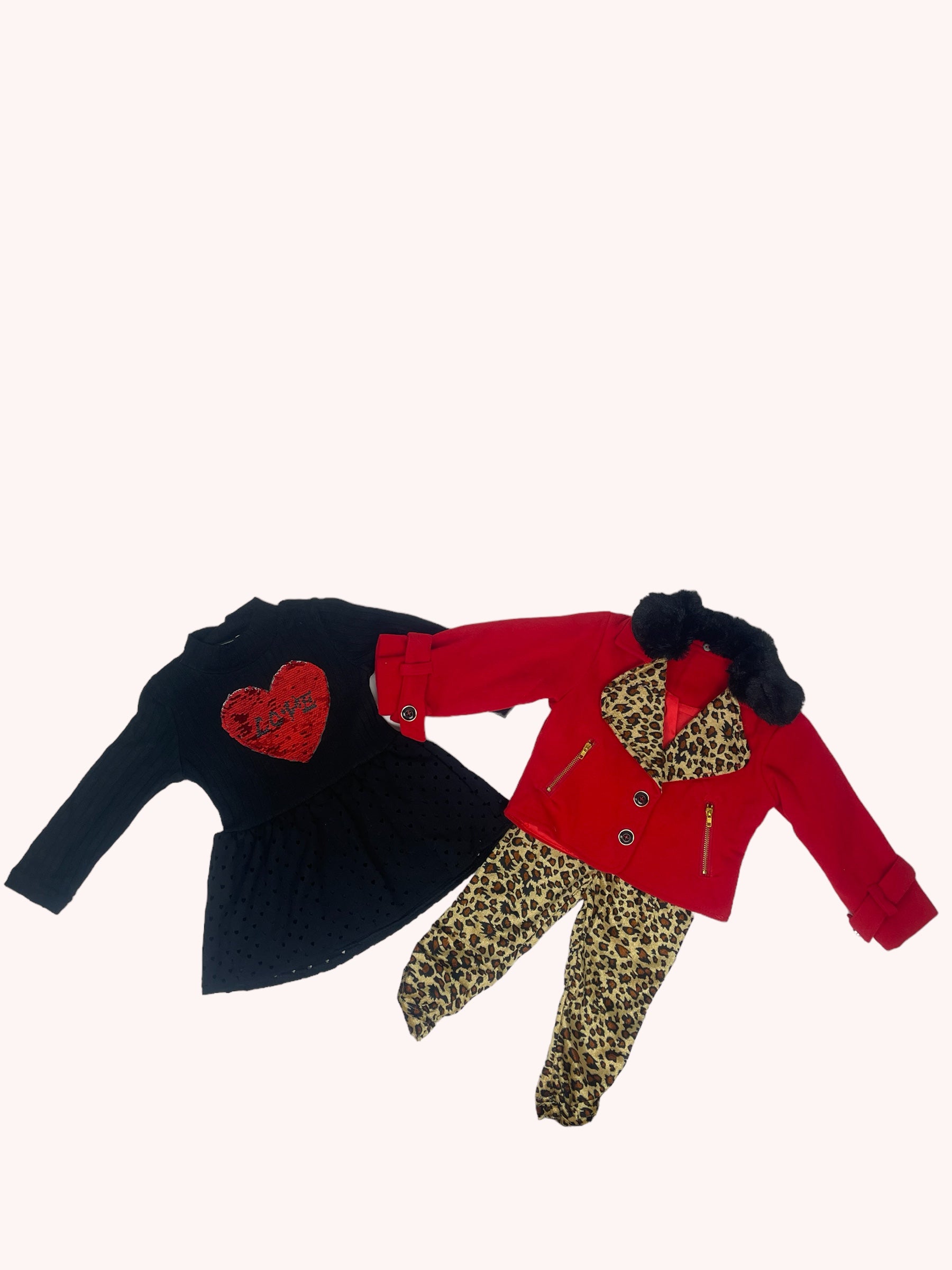 Rode vest leopard print tuniek en legging