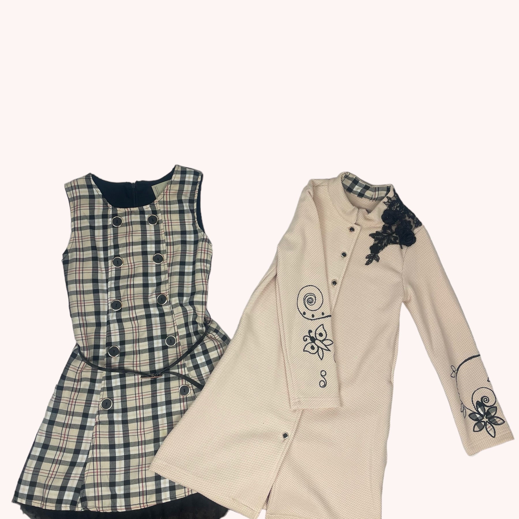 Jas en kleedje - 2 delig - Beige/geruit
