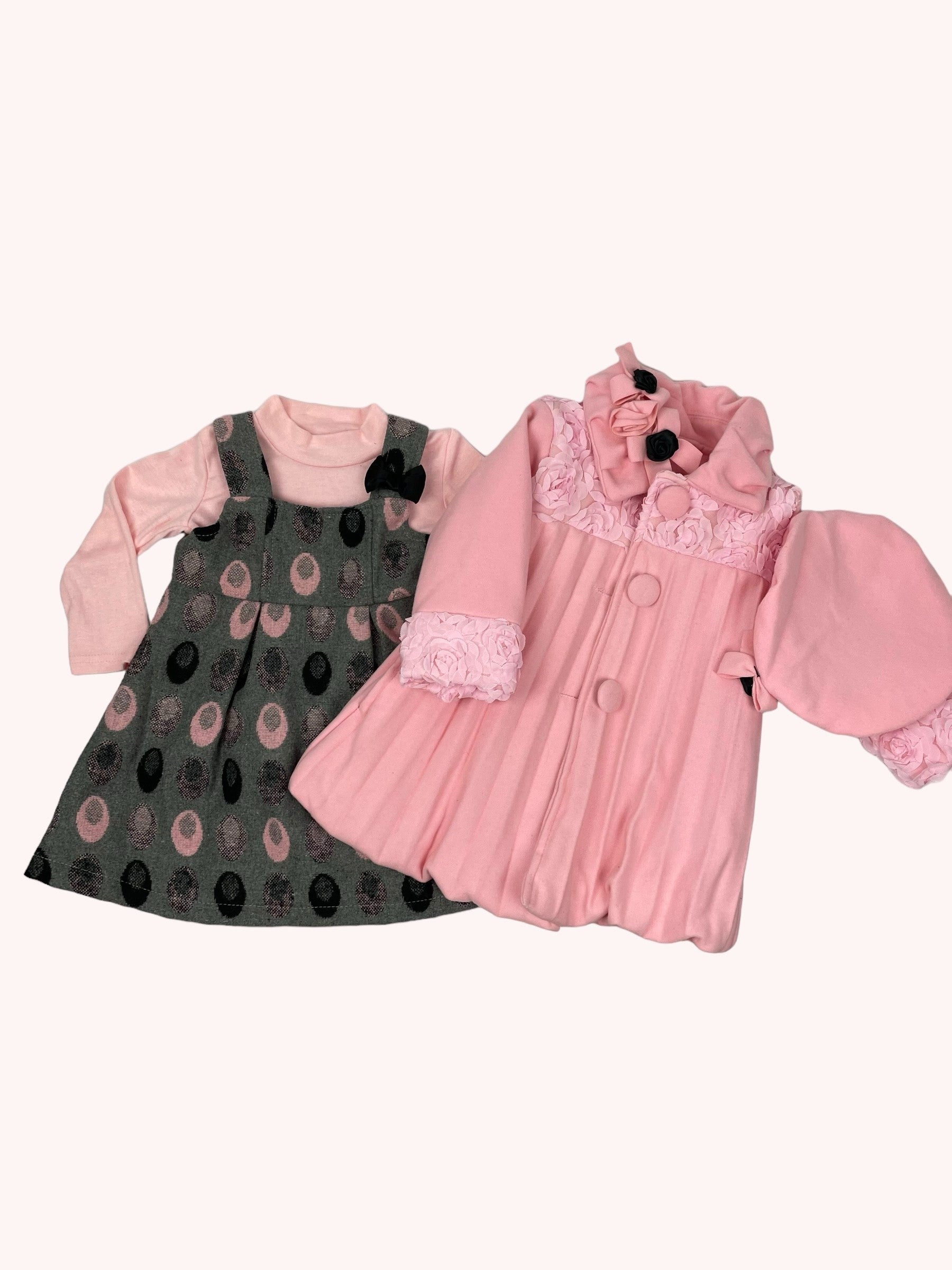 Ensemble bébé rose 5 pièces avec imprimé nœud et cœur