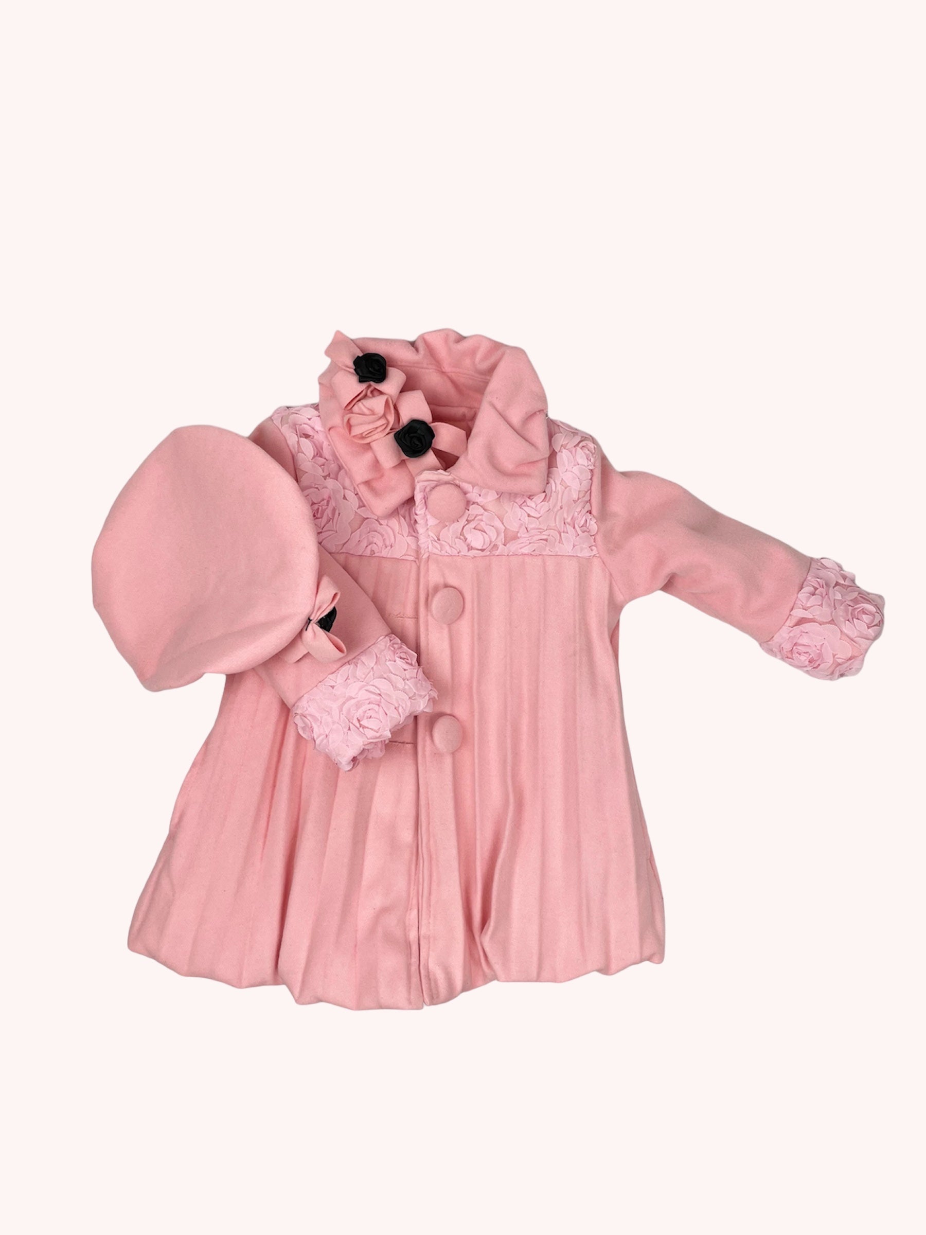 Ensemble bébé rose 5 pièces avec imprimé nœud et cœur