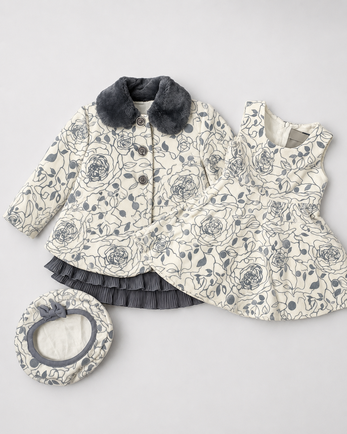 Ensemble bébé rose 5 pièces avec imprimé nœud et cœur