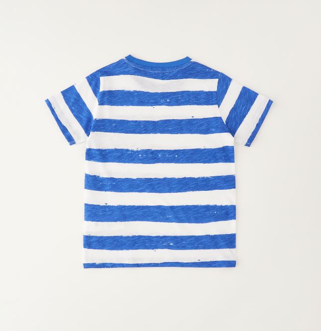 Achterzijde blauw-wit gestreept iDO jongens T-shirt
