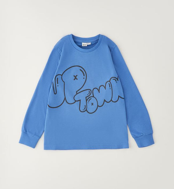 Blauw iDO jongens longsleeve met Uptown-bubbelprint – vooraanzicht