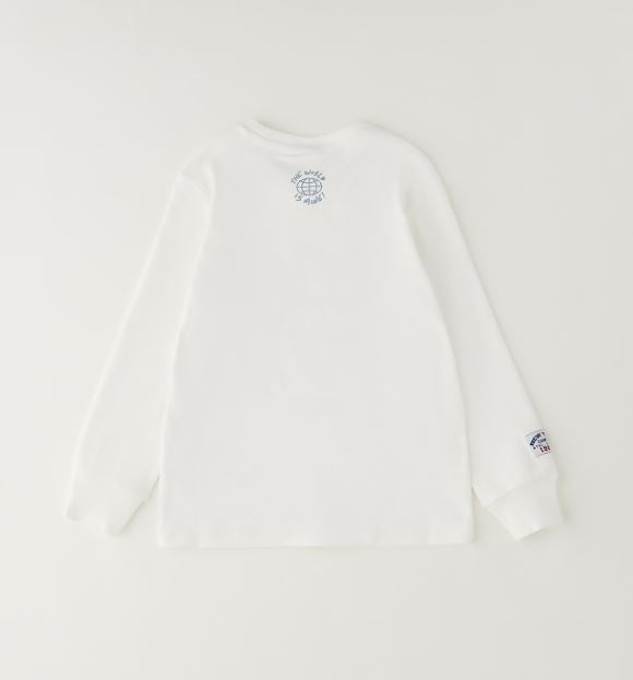 Witte jongens longsleeve met wereldbolprint van iDO – achteraanzicht