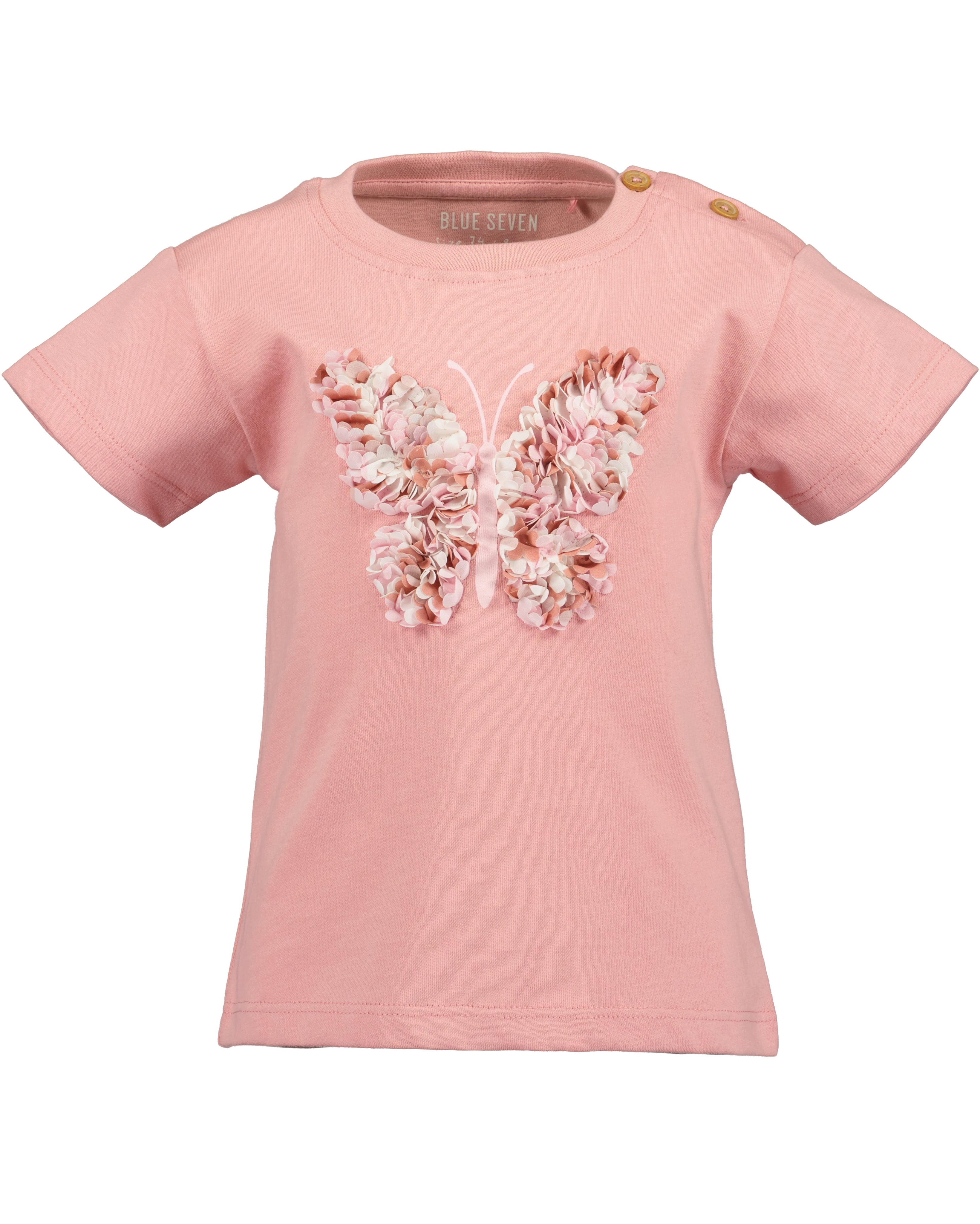 Baby meisjes t-shirt roze met 3D vlinder bloemen applicatie