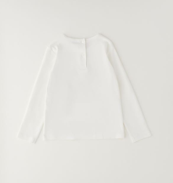 Achterzijde gebroken wit iDO meisjes longsleeve met knoopsluiting