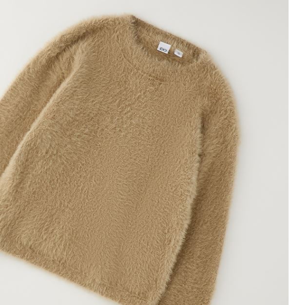 Pluizige trui meisjes camel – iDO