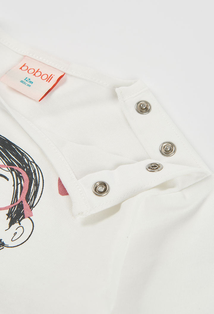 detail van de print "My flowers are the best therapy" op de Boboli meisjeslongsleeve
