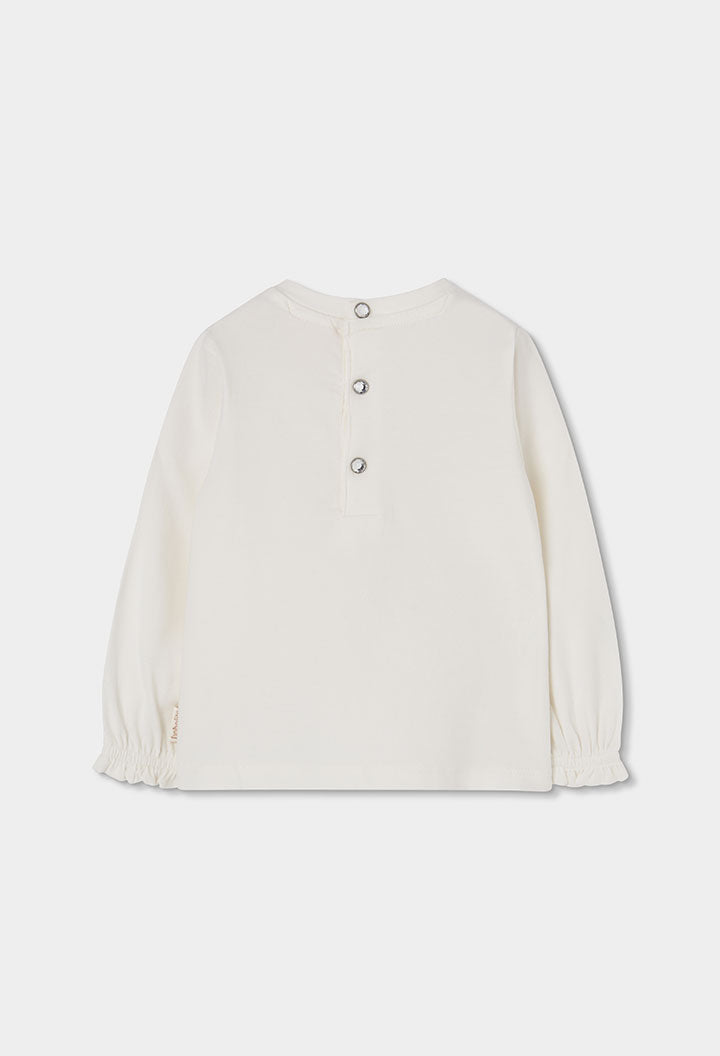 ecru Boboli meisjeslongsleeve met knoopsluiting achteraan, achteraanzicht