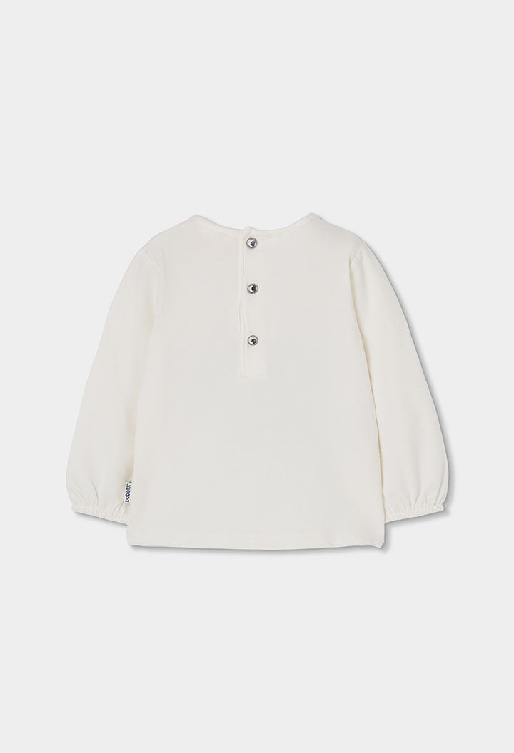 ecru Boboli meisjeslongsleeve met knoopsluiting achteraan, achteraanzicht