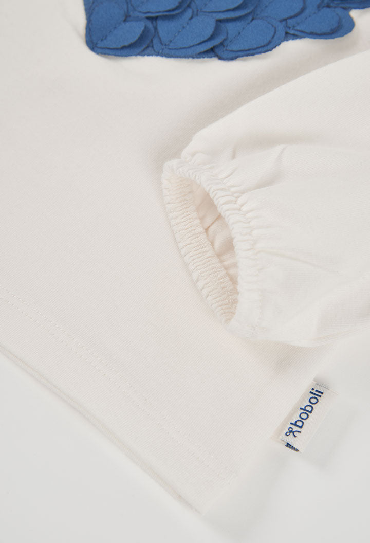 detail van de geribde pofmouw op de Boboli meisjeslongsleeve