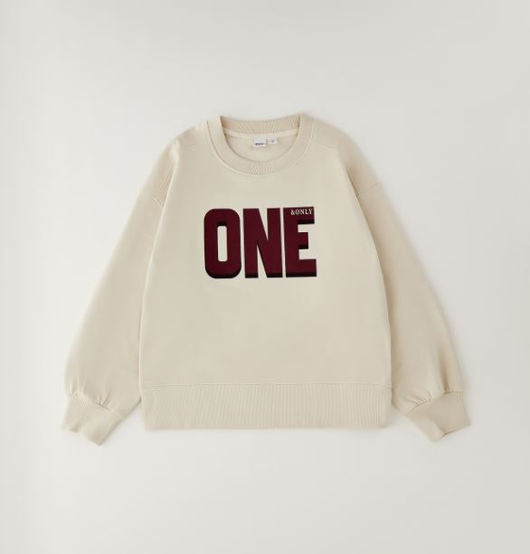 Ecru iDO sweater voor meisjes met bordeaux One & Only-print