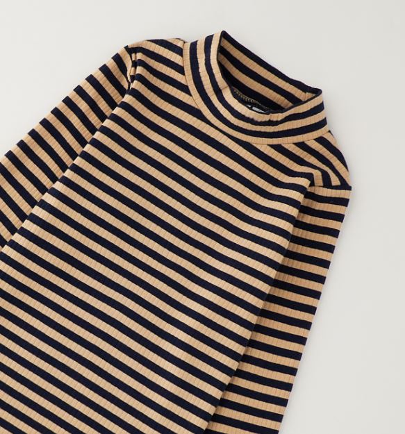 iDO gestreepte meisjeslongsleeve detail met col en geribde stof