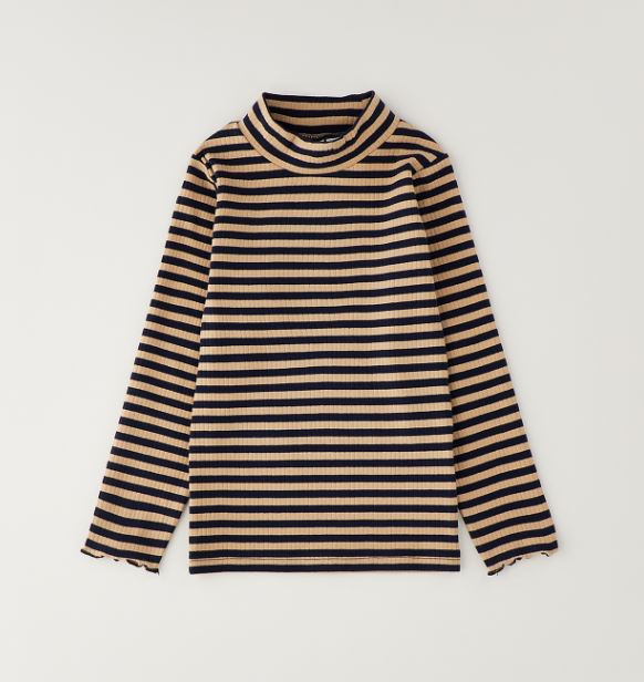 Camel-marineblauw gestreepte iDO longsleeve met col voor meisjes