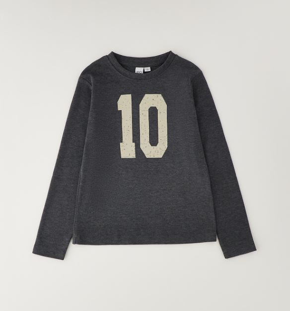 Antraciet iDO longsleeve voor meisjes met crèmekleurige 10-print
