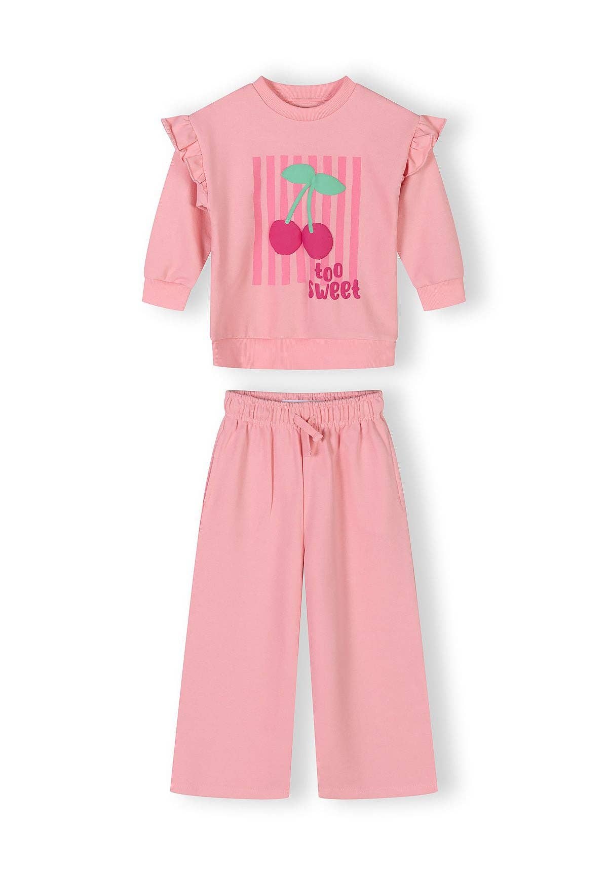 Kinder set meisje roze met kersen en comfortabele broek